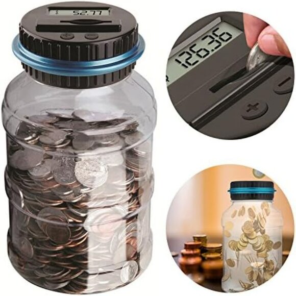 Coin Piggy Bank Saving Jar, Digital Coin Counter with LCD Display Large Capacity - Picture 4 of 7